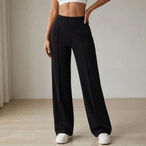 High Waist Stretchable and Comfy Ladies Light Flare Pant - Black Color